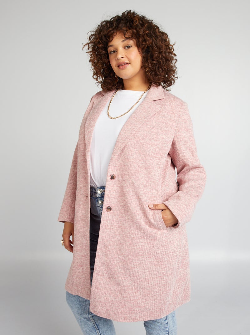 Manteau long chiné 'Only Carmakoma' Rose - Kiabi