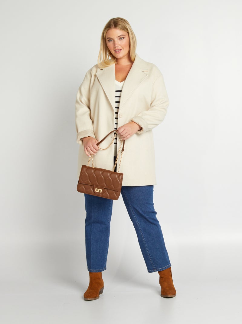 Manteau long col tailleur Beige - Kiabi