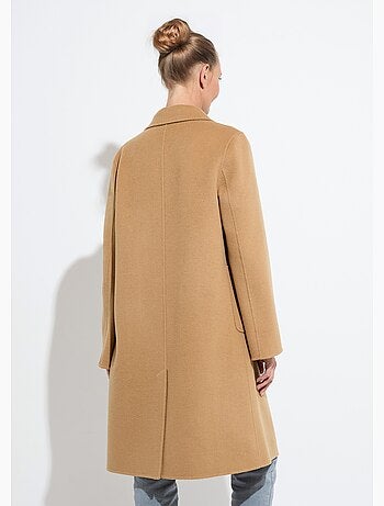 Manteau long drap de laine col tailleur - Afibel