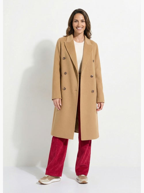 Manteau long drap de laine col tailleur - Afibel - Kiabi