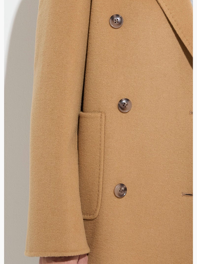 Manteau long drap de laine col tailleur - Afibel Camel - Kiabi