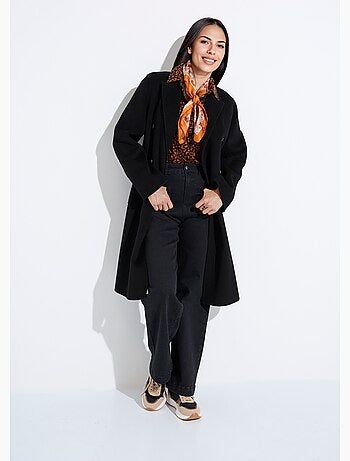 Manteau long drap de laine col tailleur - Afibel