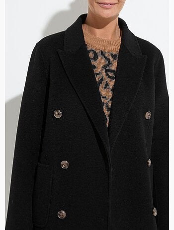 Manteau long drap de laine col tailleur - Afibel