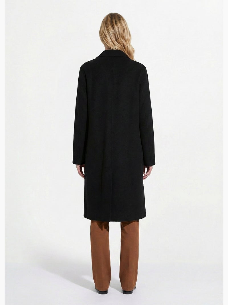 Manteau long drap de laine col tailleur - Afibel Noir - Kiabi