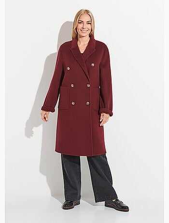 Manteau long drap de laine col tailleur - Afibel