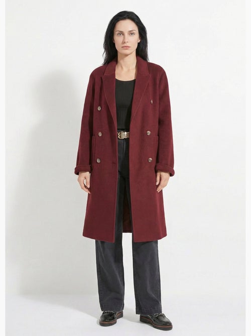 Manteau long drap de laine col tailleur - Afibel - Kiabi