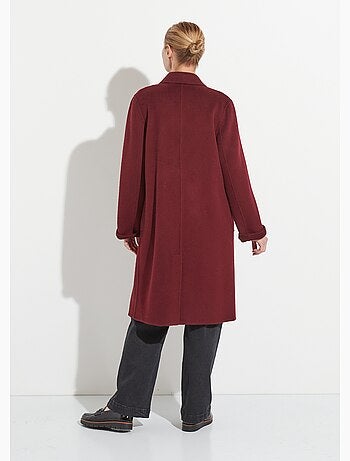 Manteau long drap de laine col tailleur