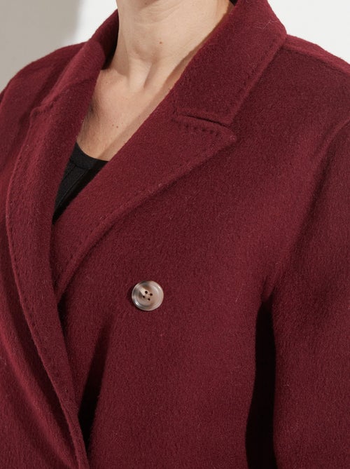 Manteau long drap de laine col tailleur - Kiabi