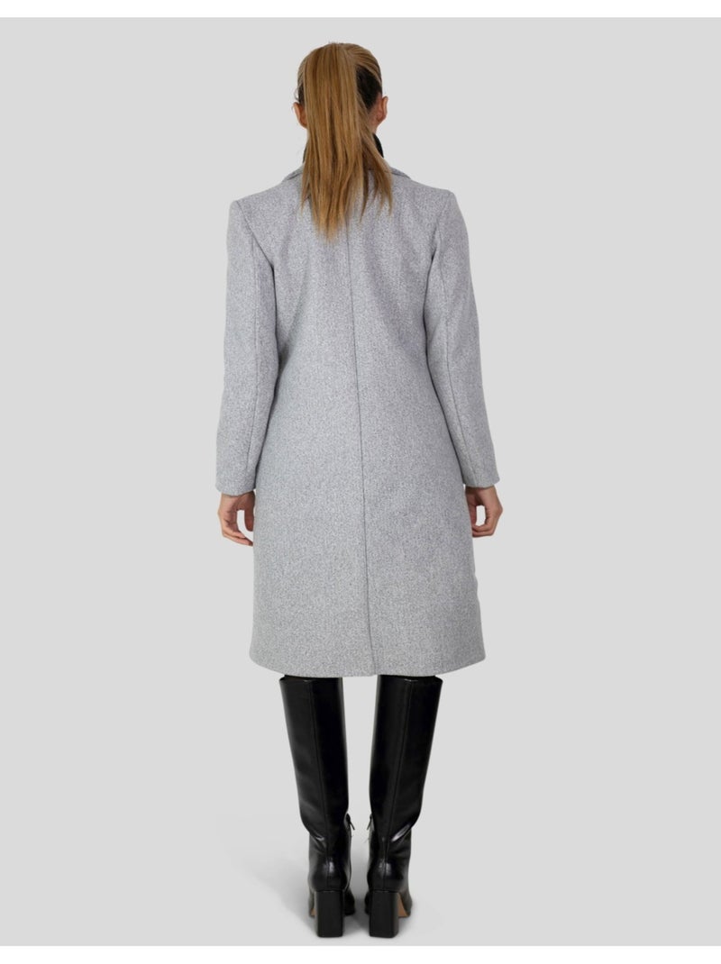 Manteau long droit boutonné Kebello Gris - Kiabi