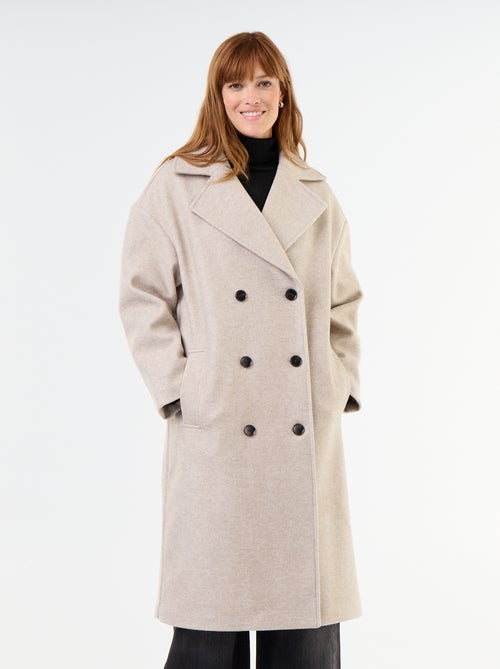 Manteau long effet lainage à col tailleur - Kiabi Manteau long effet lainage à col tailleur - Kiabi