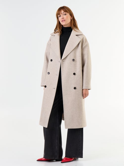 Manteau long effet lainage à col tailleur - Kiabi Manteau long effet lainage à col tailleur - Kiabi
