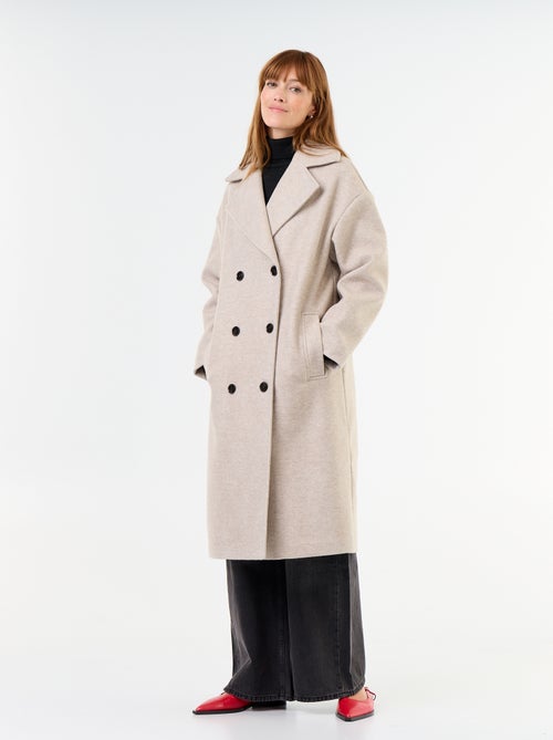 Manteau long effet lainage à col tailleur - Kiabi Manteau long effet lainage à col tailleur - Kiabi