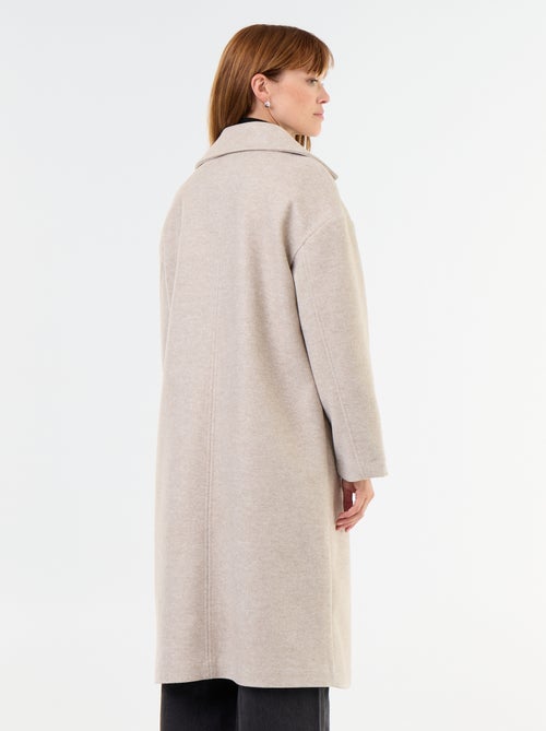 Manteau long effet lainage à col tailleur - Kiabi Manteau long effet lainage à col tailleur - Kiabi