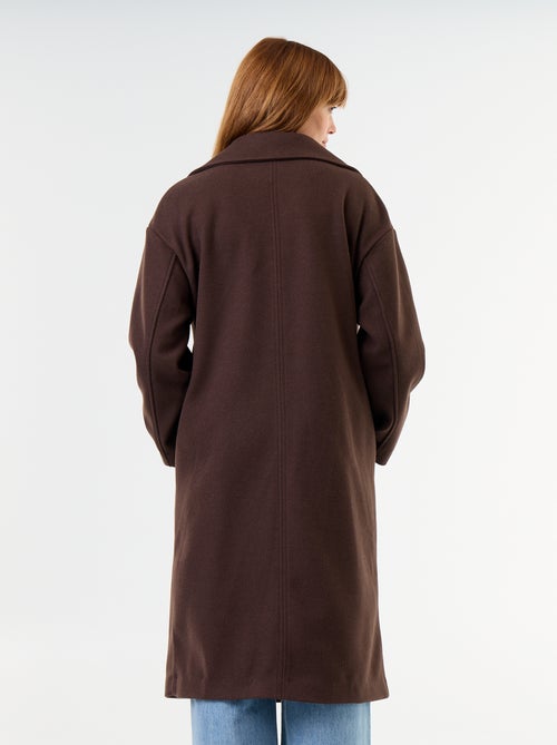 Manteau long effet lainage à col tailleur - Kiabi
