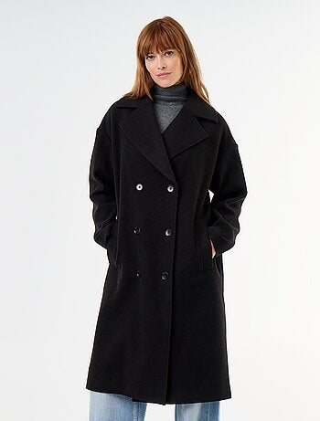 Manteau long effet lainage à col tailleur