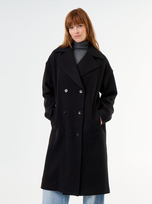 Manteau long effet lainage à col tailleur - Kiabi