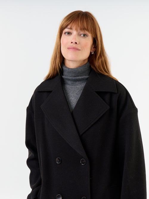 Manteau long effet lainage à col tailleur - Kiabi