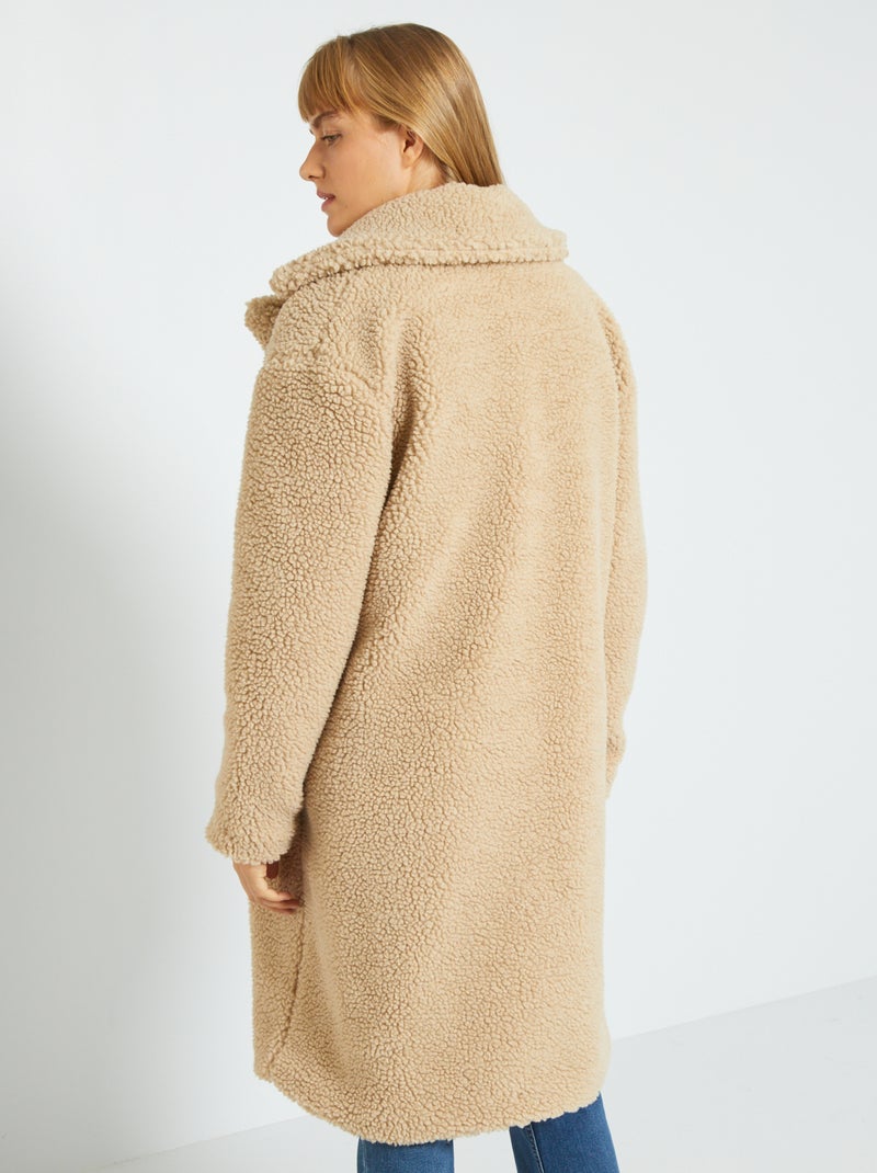 Manteau long effet moutonné 'JDY' Beige - Kiabi