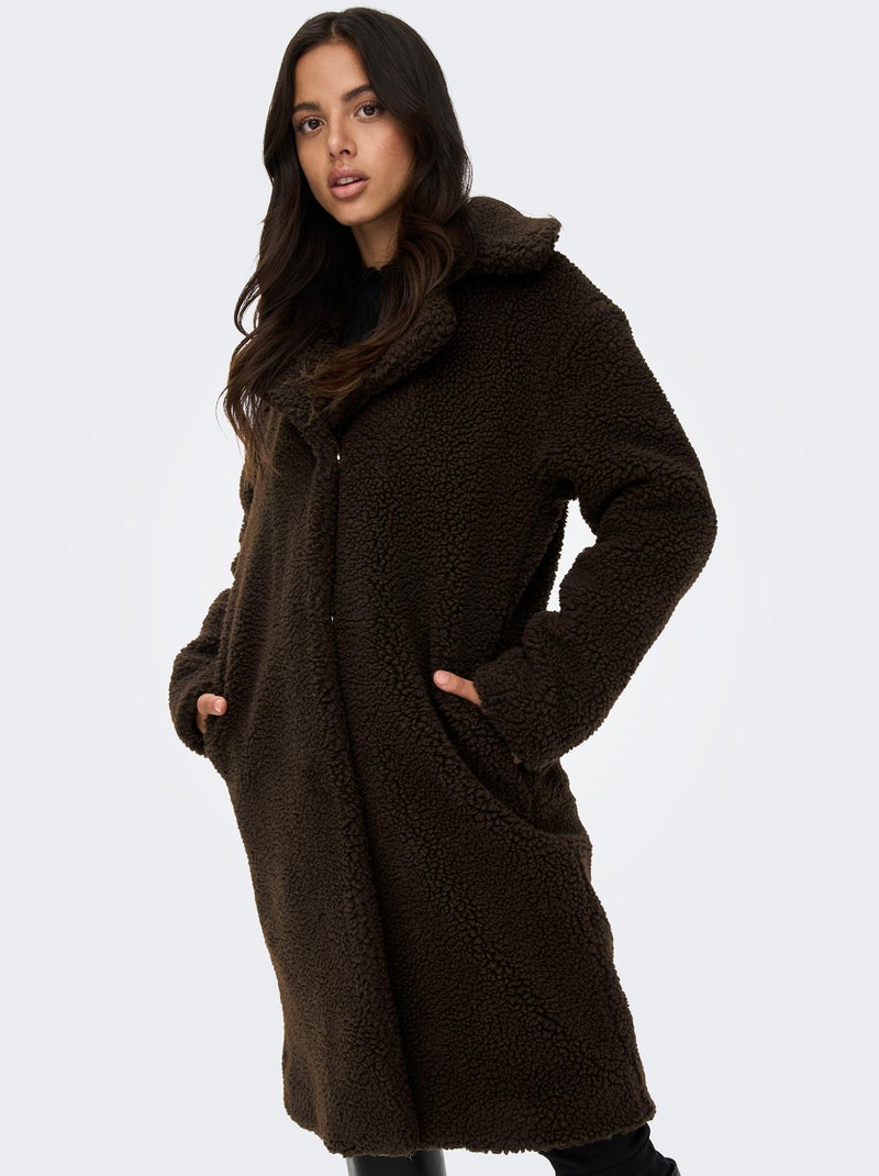 Manteau long effet moutonné 'JDY' MARRON FON - Kiabi