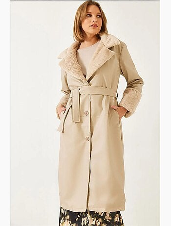 Manteau long en cuir synthétique lucci
