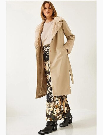 Manteau long en cuir synthétique lucci
