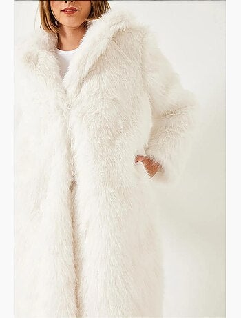 Manteau long en fausse fourrure à col châle lucci