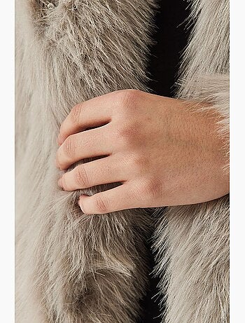 Manteau long en fausse fourrure à col châle lucci