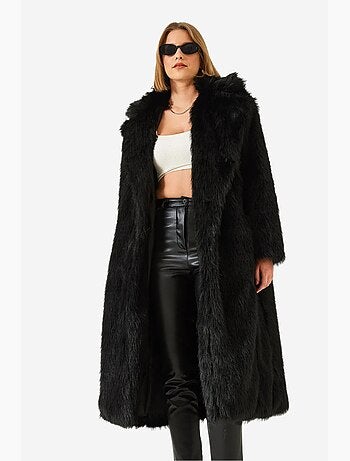 Manteau long en fausse fourrure à col châle lucci