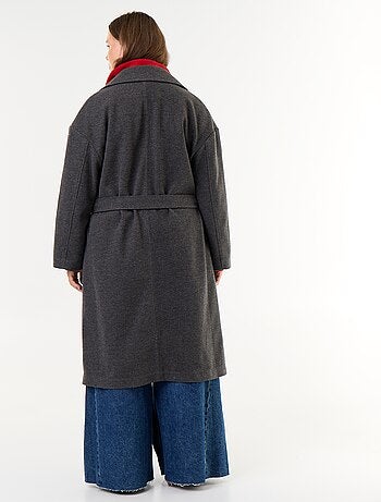 Manteau long en faux lainage avec col tailleur