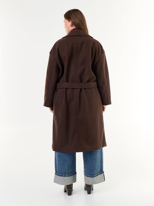 Manteau long en faux lainage avec col tailleur - Kiabi