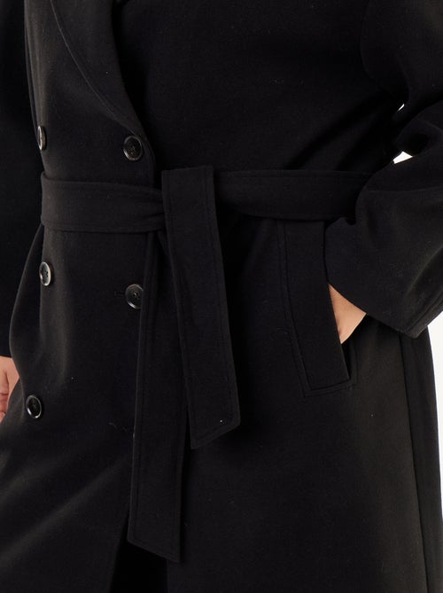 Manteau long en faux lainage avec col tailleur - Kiabi