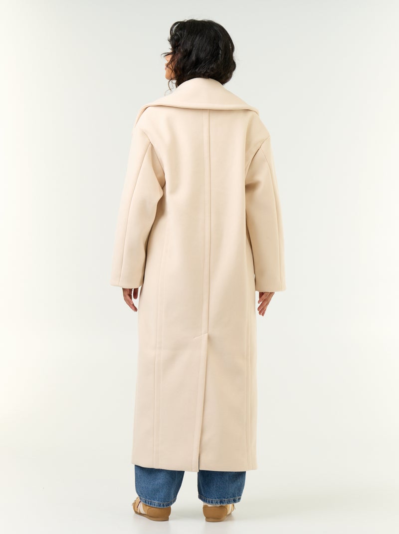 Manteau long en faux lainage Beige - Kiabi
