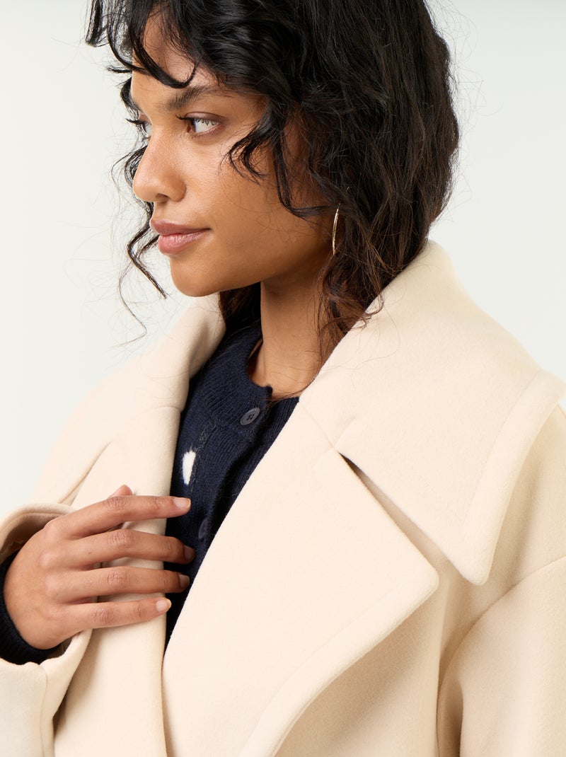 Manteau long en faux lainage Beige - Kiabi