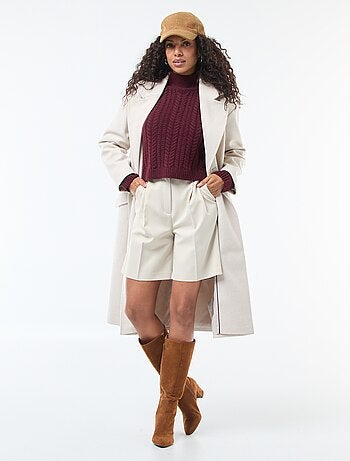 Manteau long en faux lainage