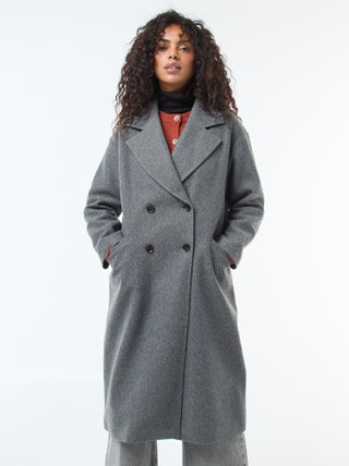 Manteau long en faux lainage