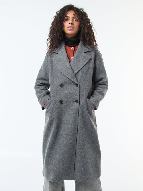 Manteau long en faux lainage - Kiabi