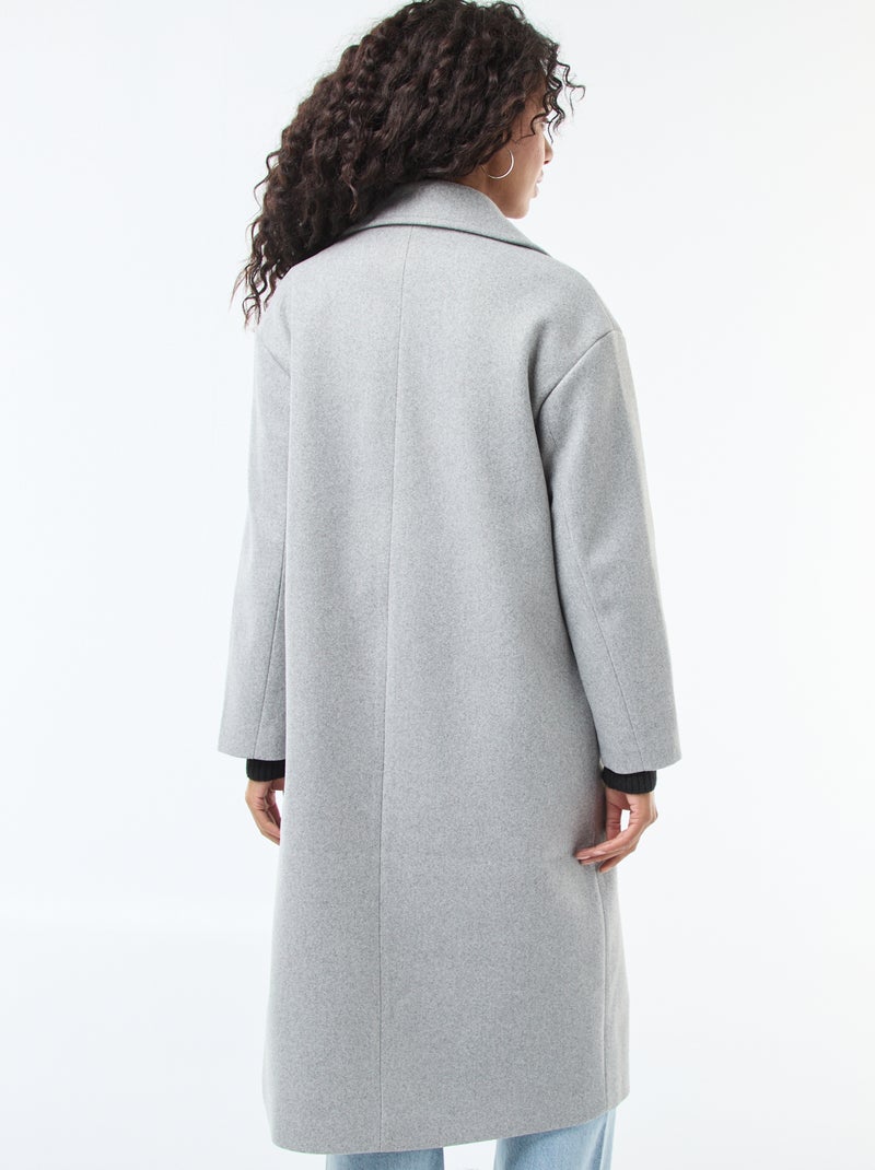 Manteau long en faux lainage Gris - Kiabi