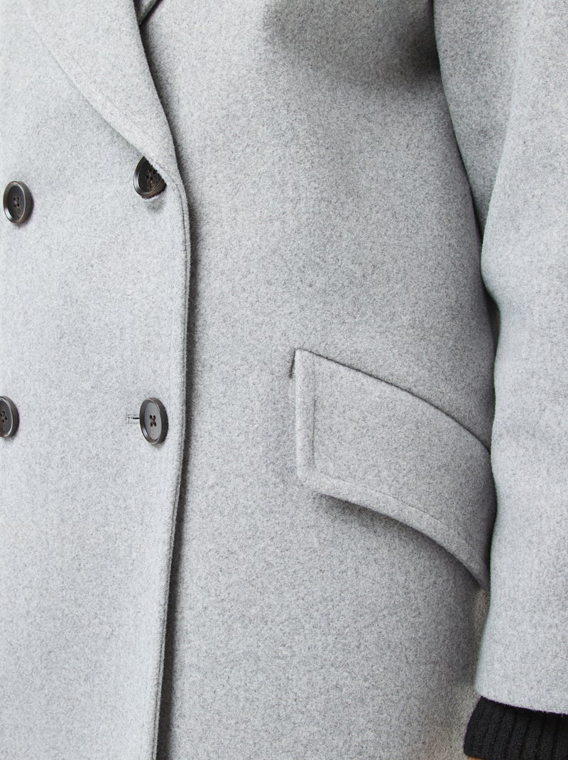 Manteau long en faux lainage Gris - Kiabi