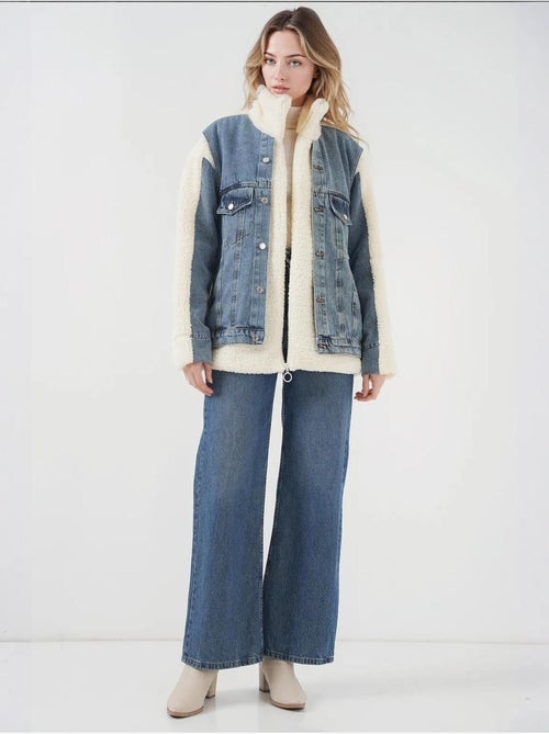 Manteau long en jean pelucheux bdart - Kiabi Manteau long en jean pelucheux bdart - Kiabi