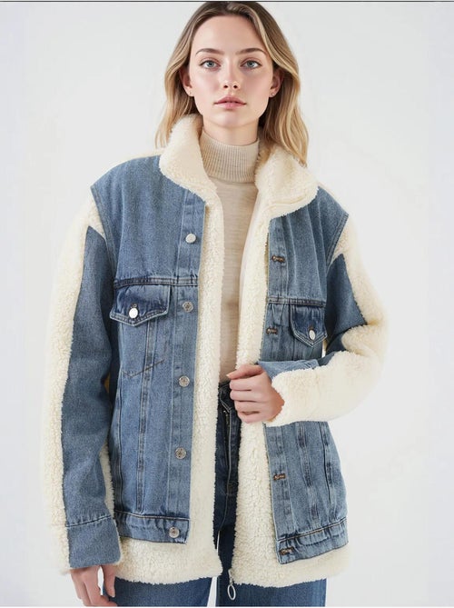Manteau long en jean pelucheux bdart - Kiabi Manteau long en jean pelucheux bdart - Kiabi