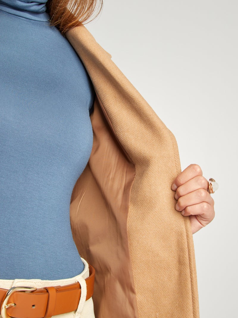 Manteau long en lainage Camel - Kiabi