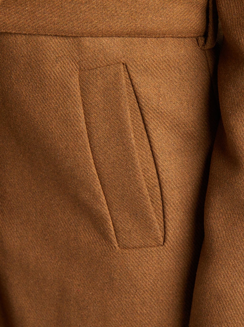 Manteau long en lainage Marron - Kiabi