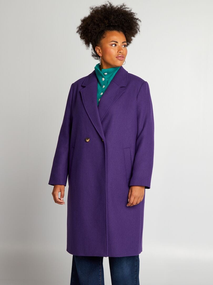 Manteau long en lainage Violet - Kiabi