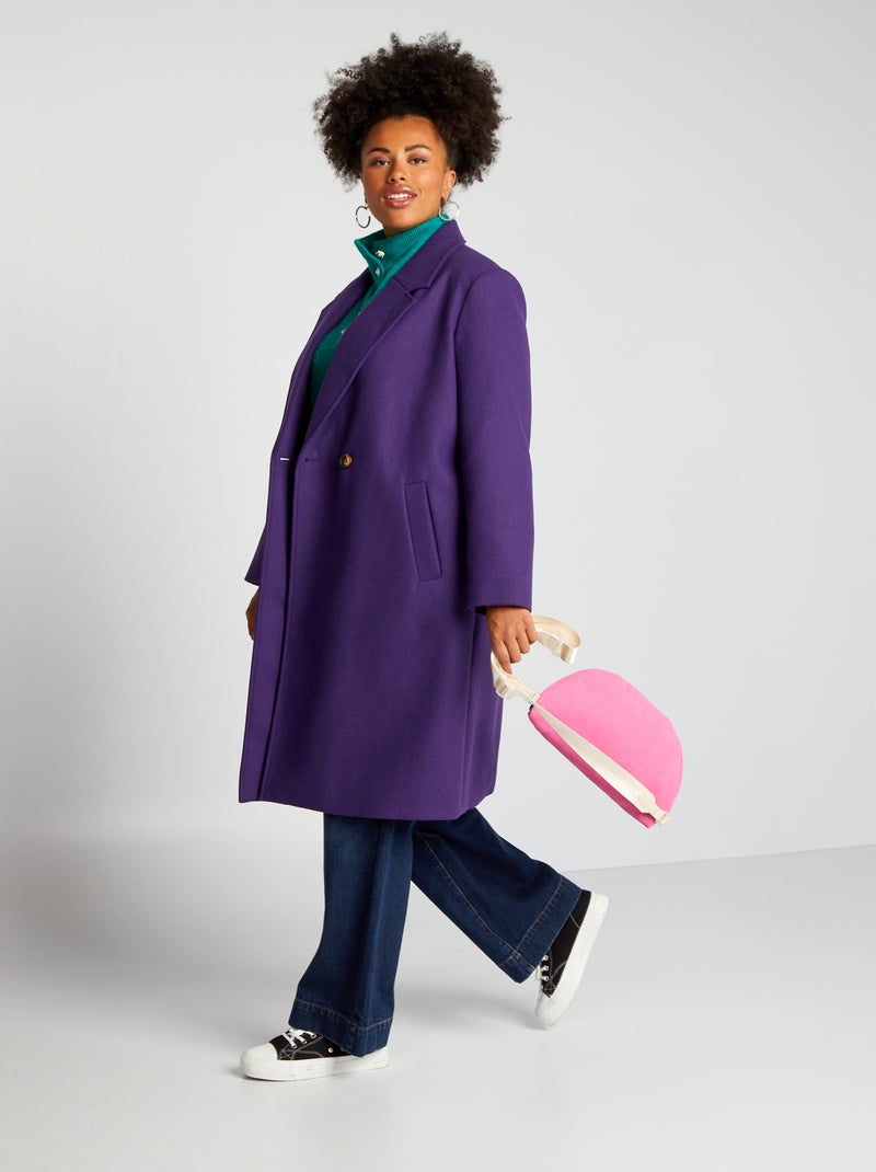 Manteau long en lainage Violet - Kiabi