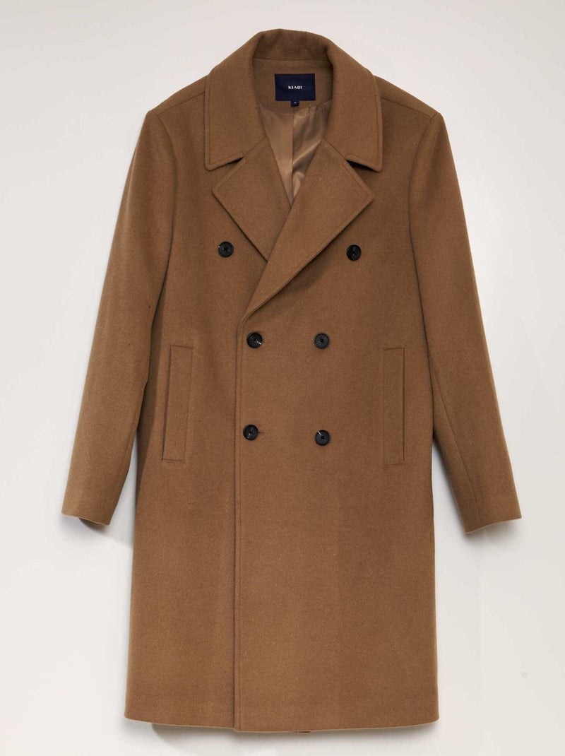 Manteau long en laine Camel - Kiabi