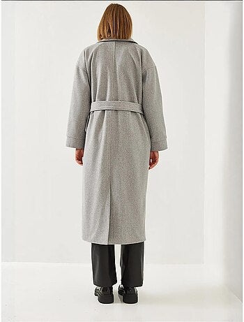 Manteau long en laine ceinturé bianco lucci