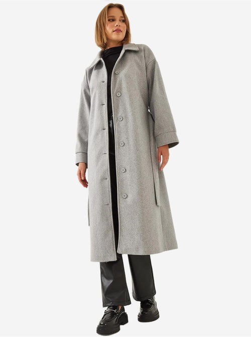 Manteau long en laine ceinturé bianco lucci - Kiabi Manteau long en laine ceinturé bianco lucci - Kiabi