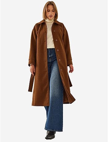 Manteau long en laine ceinturé bianco lucci