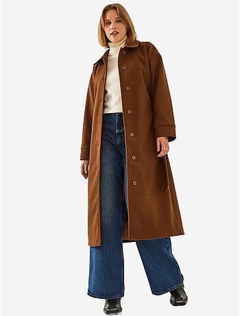 Manteau long en laine ceinturé bianco lucci