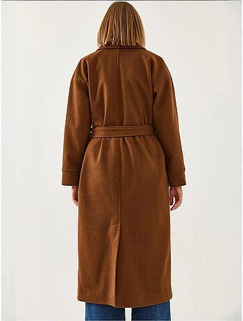 Manteau long en laine ceinturé bianco lucci